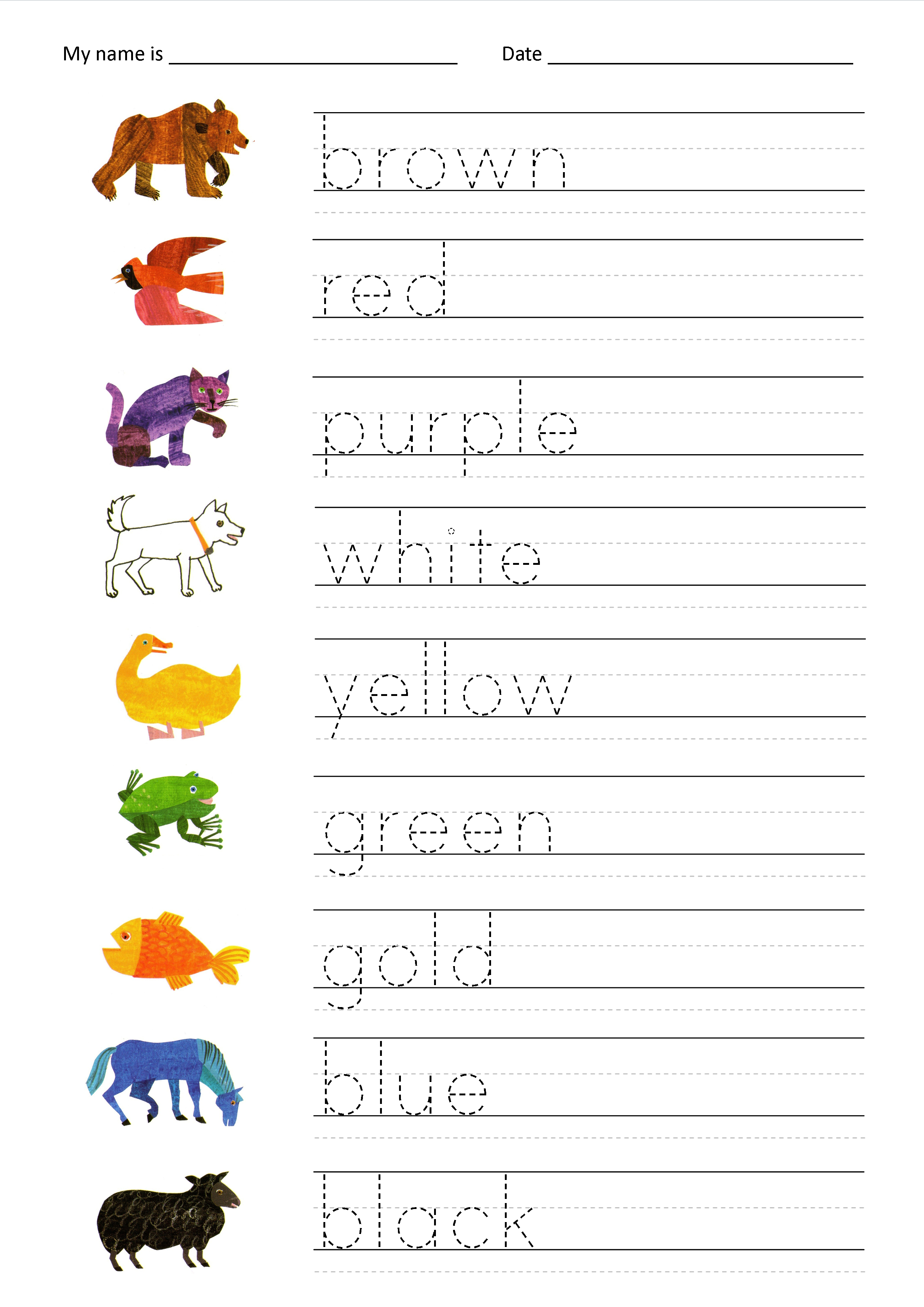Colours Worksheets 1ª Eval
